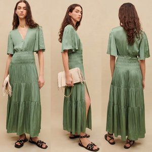 ❌SOLD❌Maje Rome green ruched midi dress FINAL PRICE NO OFFERS